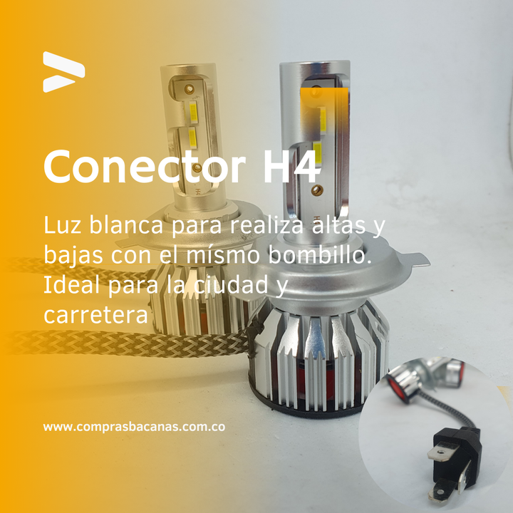 COMBO PAR BOMBILLOS LED H4 + PAR BOMBILLOS LED H11 CORTA NIEBLA - 20.000  LUMENES SIN ENCANDILAR